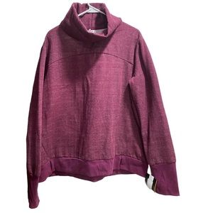 Avia Herringbone Cowl Neck Pullover Top With Thumb Holes, Purple. Size XL(16-18)